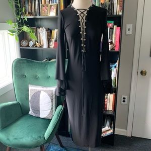 Mystic Lace-Up Midi Dress